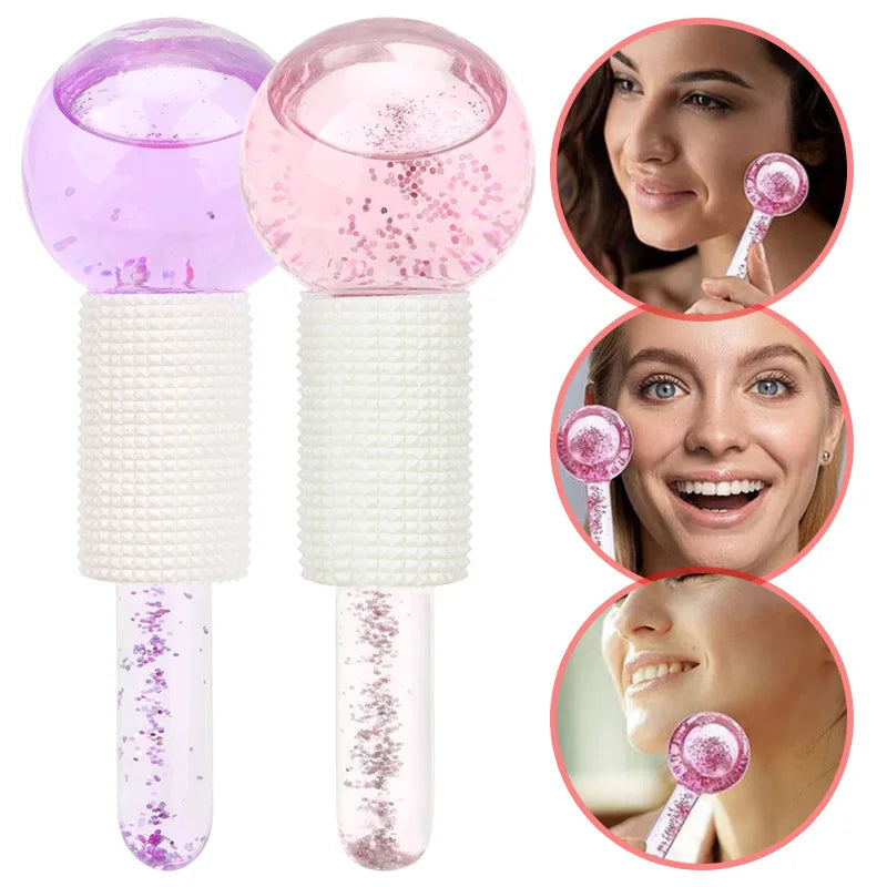 2Pcs/Pair Large Beauty Ice Hockey Energy Beauty Crystal Ball Water Wave Face and Eye Massage Skin Care