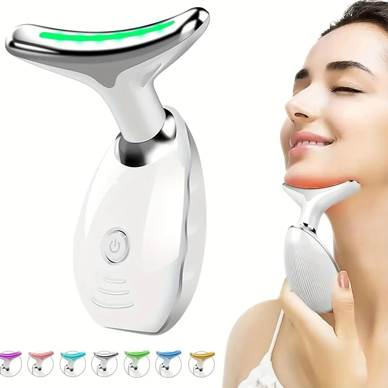7 Color LED Neck Vibrator Beauty Gift, Face and Neck Massager
