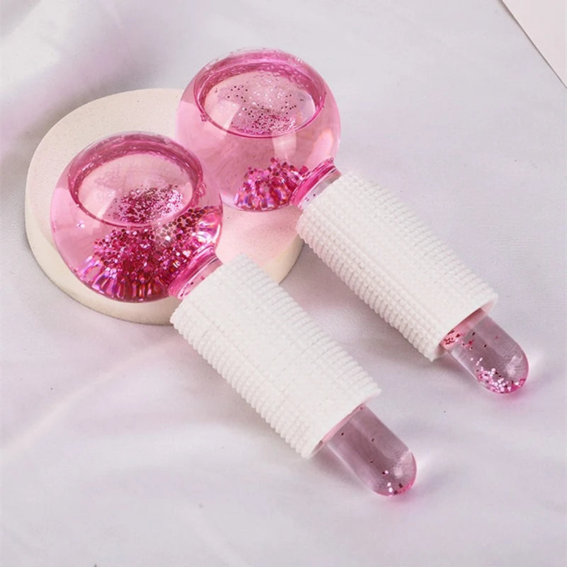 2Pcs/Pair Large Beauty Ice Hockey Energy Beauty Crystal Ball Water Wave Face and Eye Massage Skin Care