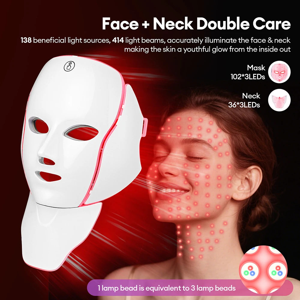 7 Color LED Mask with Photon LED for Neck