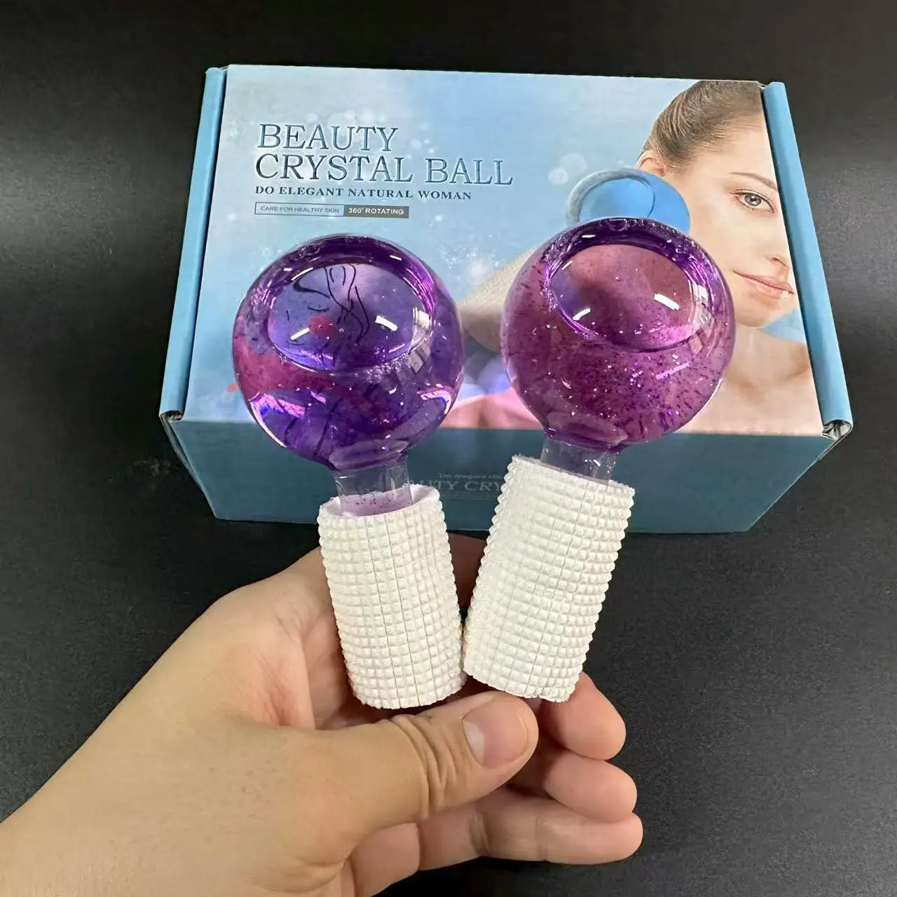 2Pcs/Pair Large Beauty Ice Hockey Energy Beauty Crystal Ball Water Wave Face and Eye Massage Skin Care