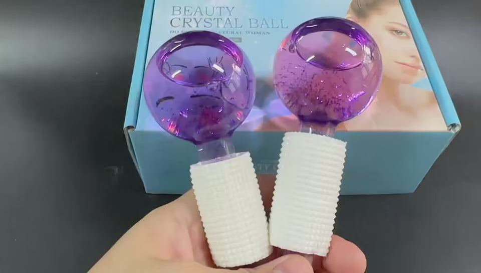 2Pcs/Pair Large Beauty Ice Hockey Energy Beauty Crystal Ball Water Wave Face and Eye Massage Skin Care